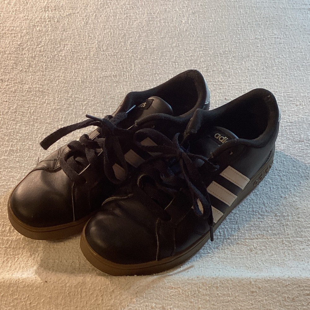 Adidas Black Shoes with White Accents